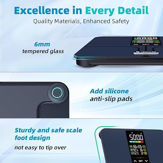 Lepulse No APP Body Fat Scale 500lb Smart Bathroom Scale with 5.44'' Large Backlit Display 8 Body Composition Analyzer Most Accurate Digital Weight Scale for BMI Body Fat Muscle Mass