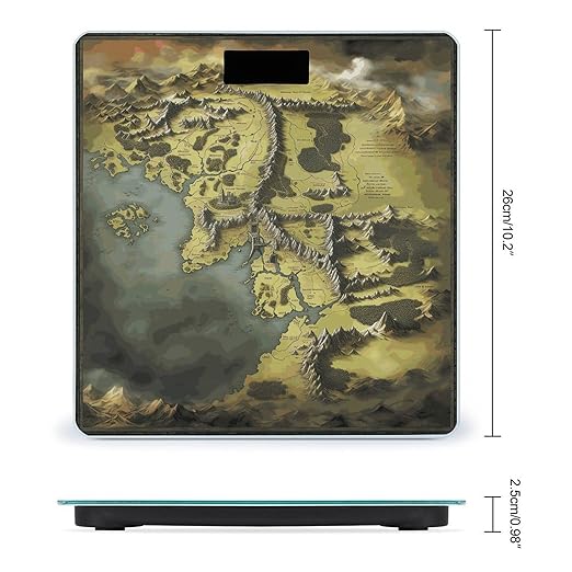 Middle Earth Map Scale for Body Weight Precision Bathroom Weighing Scales with Back Lit LCD Display Sturdy Tempered Glass Body Weight Scales Digital Bathroom Scale 400lb