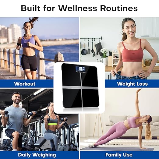 Smart Body Weight Scale Digital Bathroom Scale Measures BMI and Body Composition Equipped with a Smartphone app Maximum Weight Capacity 400 lbs/180 kg.
