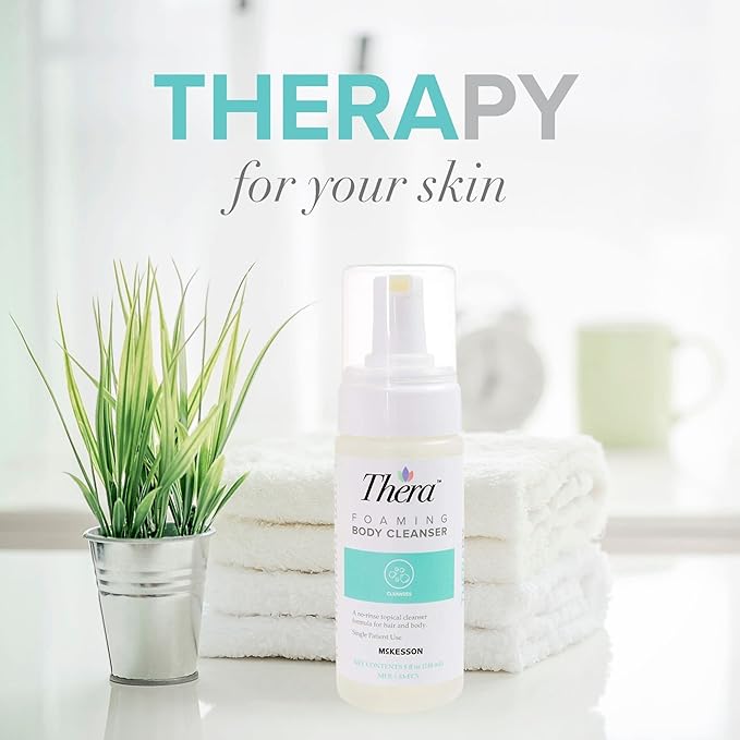Thera Foaming Body and Hair Cleanser Rinse-Free Exfoliating Foam 5 oz 12 Count