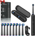Rotating Electric Toothbrush for Adults with 8 Brush Heads Travel Case 5 Modes Rechargeable Power Toothbrush with Smart TimerUSB-C Charge 50-Day Battery Life 3 Intensity R05(Black)