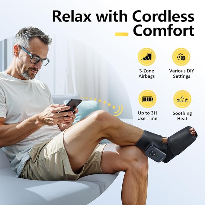 Comfytemp K1007 Air Compression Therapy Device Portable Foot Massager for Circulation and Pain Relief K251623 FDA Cleared