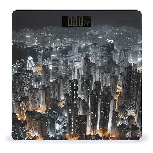 Digital Bathroom Scale for Body Weight Scale with Bright LCD Display High Accuracy Step-On Technology Auto On/Off Aerial Night of View Hong Kong Digital Scales 400 Lbs /180kg