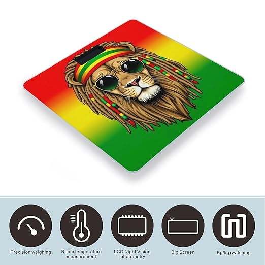 Smart Scale for Body Weight Automatic Switch Digital Bathroom Weighing Scale Rasta Flag Rastafarian Reggae Lion
