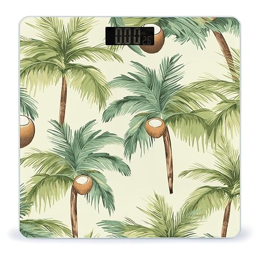 Summer Coconut Tree Scale for Body Weight Accurate Digital Bathroom Scale Toughened Glass High Precision Scales Smart Weight Scales with Large LCD Backlight Display Weighing Machine
