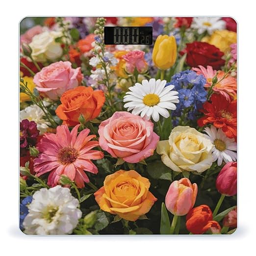 Colorful Fields Weight ScaleClear LED Display Bathroom Digital Weighing ScaleTempered Glass Digital Bathroom Scale for Body Weight Capacity Up to 400 Lbs