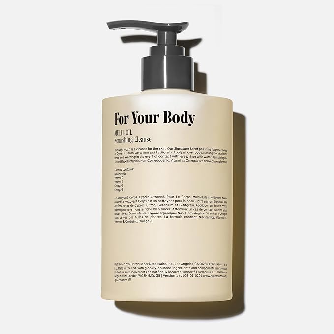 Nécessaire The Body Wash Cyprès-Citronné - Multi-Oil Shower Gel Body Wash for Women + Men. Non-Comedogenic + Hypoallergenic for Sensitive Skin with Niacinamide. 500ml/16.9 fl oz