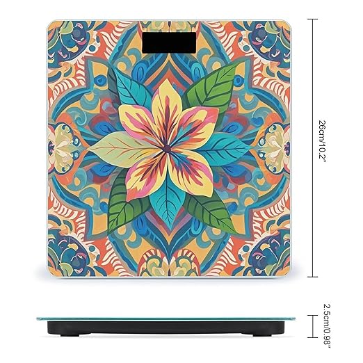 Flowers and Hawaiian Tribal Patterns Scale for Body Weight Smart Scales Digital Bathroom Scale High Precision Weighing Scales with Large Display Weighing Machine for People
