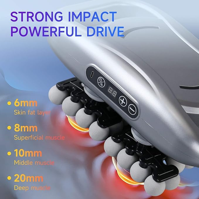 16-Head Massage Gun Set Deep Tissue Percussion Massager Electric Muscle Massager with 9 Adjustable Speeds Portable for Home Gym Office Travel (Gray 42-Head)