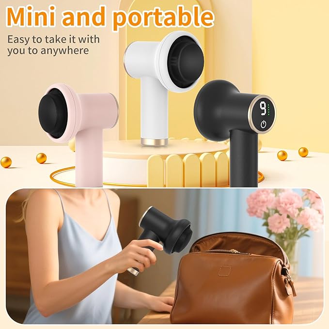 Electric Body Massager Portable Body Relaxing Machine Cordless Handheld Massager for Deep Relaxation 8 Massage Heads 1800mAh Battery 9 Modes for Body SPA Gift for Men Women Black