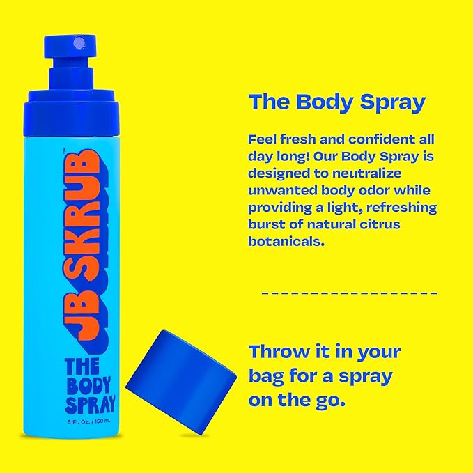JB SKRUB Body Spray and Body Wash for Teen Boys Tweens and Kids with Citrus Scent - Conquer Funk Banish Smell and Freshen Up