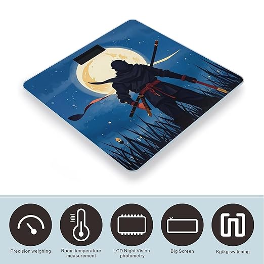 Moonlight Watercolor Style Ninja Scale for Body Weight Sturdy Tempered Glass Weighing Scales with LCD Display Accurate Digital Bathroom Scale Convenient Body Fat Smart Scales Easy Read