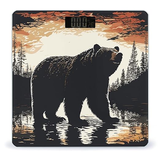 Bear Silhouette Digital Bathroom Scale for Body Weight with High Precision Digital Weighing Scale with BMI Clear LCD Display and Step-On Measures Weight Up to 180kg