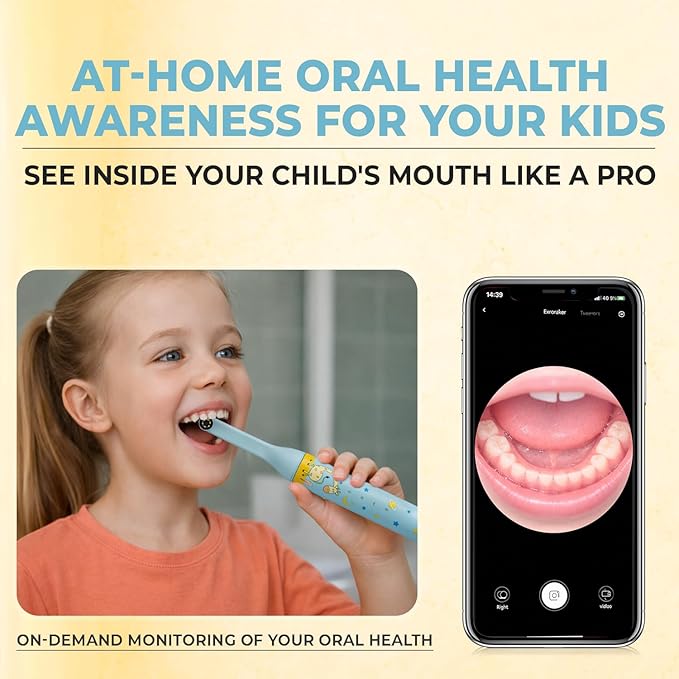Arly Cam-Brush 2 - Wireless Intraoral Camera &amp Sonic Electric Toothbrush for Kids - Light Blue