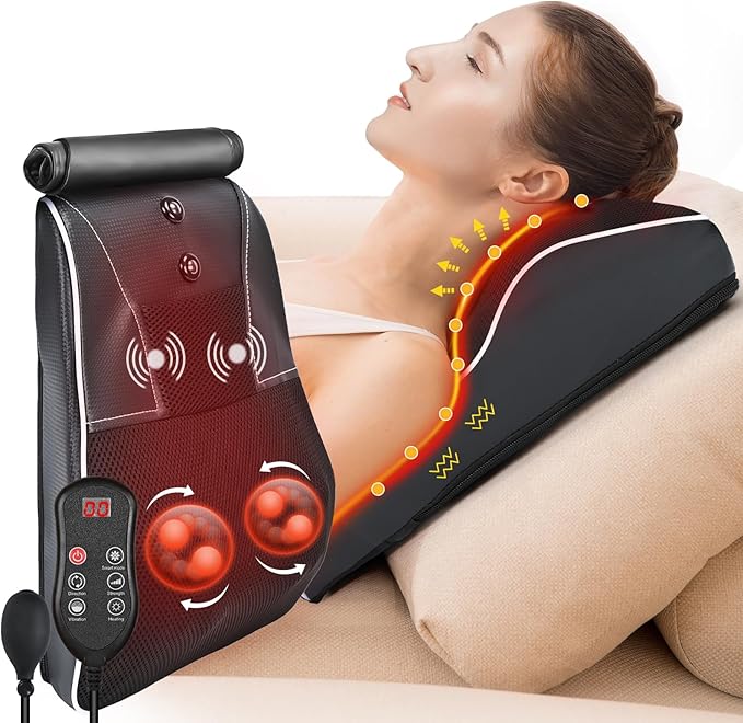 Shiatsu Neck and Back Massager with HeatNeck Massager for Pain Relief deep Tissue3D Kneading Massage Pillow for BackShoulderLegGifts for MomDadWomen (Black)