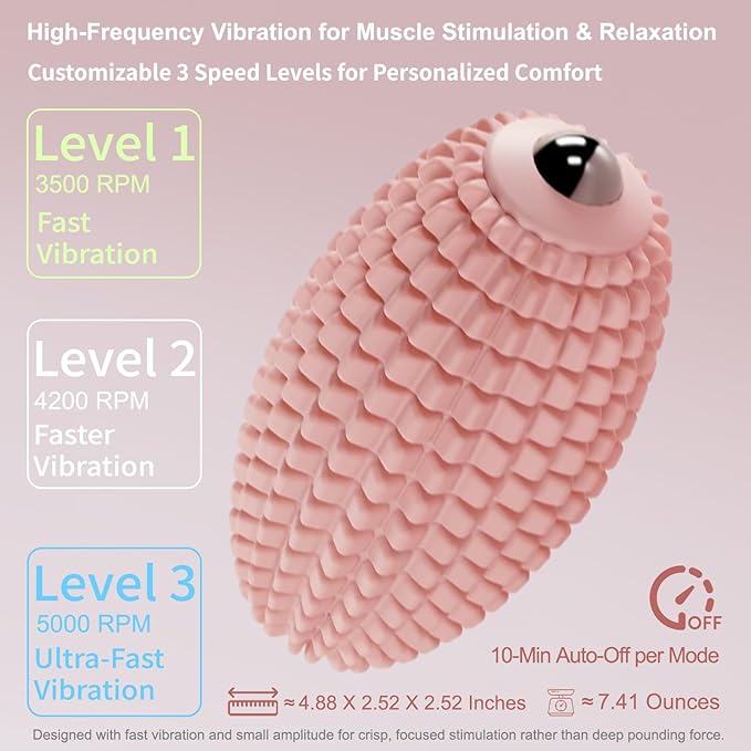 Vibrating Massage Ball for Plantar Fasciitis &amp Myofascial Release Silicone Muscle Roller for Back Neck Foot and Leg Portable Trigger Point Massage Tool 3 Vibration Modes (Pink)