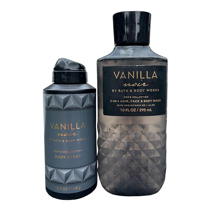 Bath and Body Men's Collection VANILLA NOIR 2-Piece Mens Gift Set Face &amp Body Wash - Body Spray