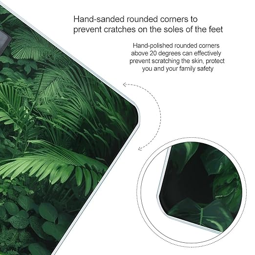 Densely Growing Green Plants Scale for Body Weight Anti-Slip Tempered Glass Digital Bathroom Scales Clear LCD Display Weighing Scale Safe Rounded Corners Smart Scales