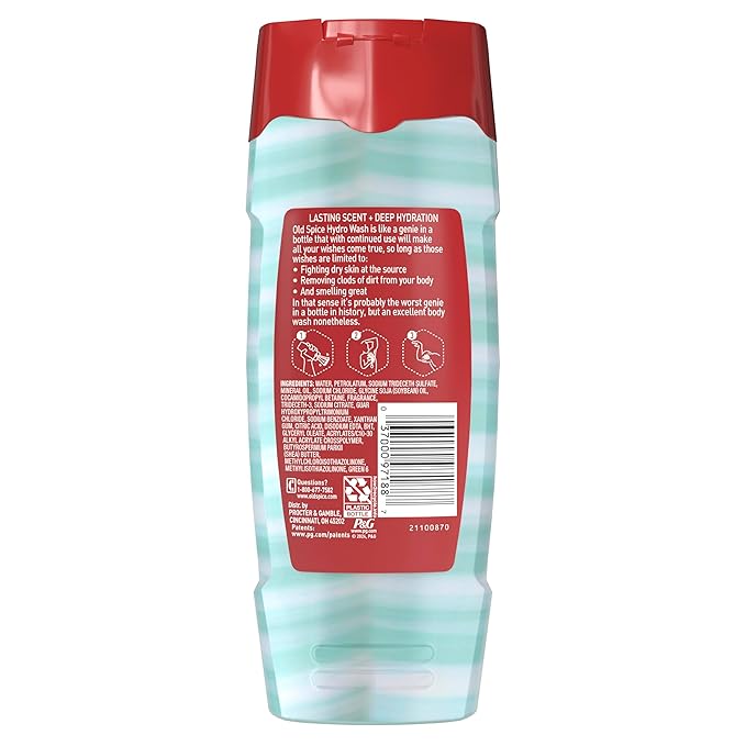 Old Spice Moisturizing Body Wash for Men Hydro Wash 2-in-1 Long Lasting Scent &amp Deep Hydration 24/7 Shower Fresh Pure Sport Scent 16 oz (Pack of 4)