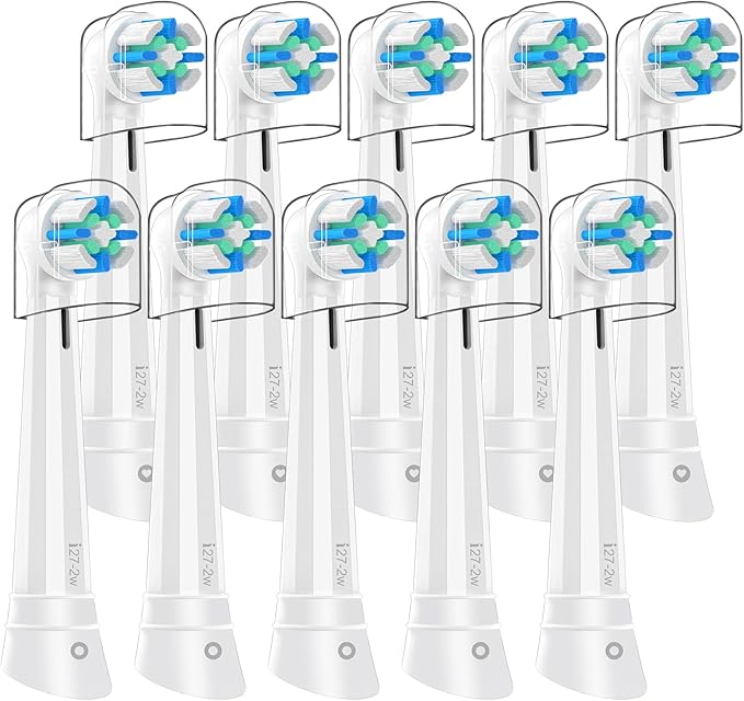 10Pcs Replacement Heads Intelligent Compatible with Oral B iO 2 3 4 5 6 7 8 9 10 Series Electric Toothbrush IO Brush Heads with Medium Soft Bristles for Gum Care &amp Sensitive Teeth (White)