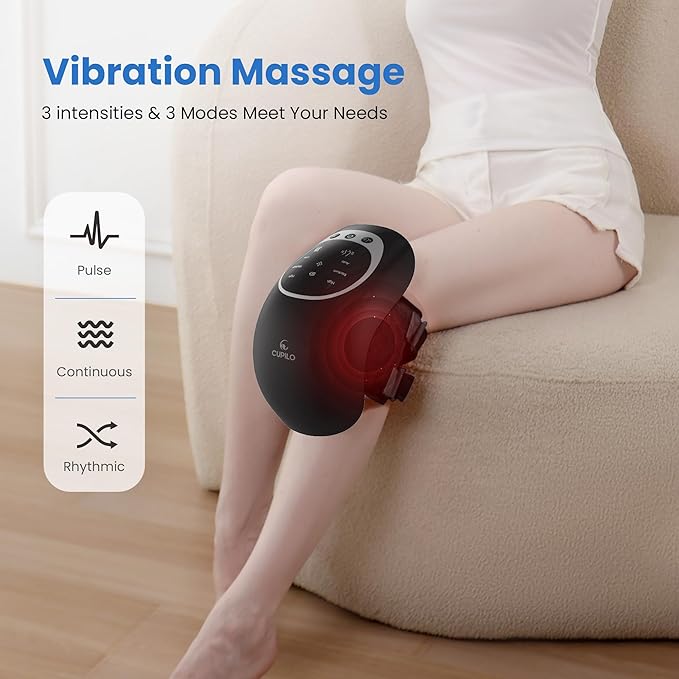 Knee Massager with Heat - Heating and Vibrating Pain Relief Knee Massager for Arthritis Gifts for Elderly Dad Mom