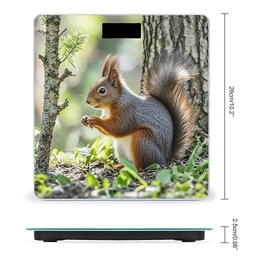 Squirrel in The Woods Scale for Body Weight Highly Accurate Digital Bathroom Body Scale Digital Bathroom Scales for People Anti-Slip Large LCD Display Smart Scales