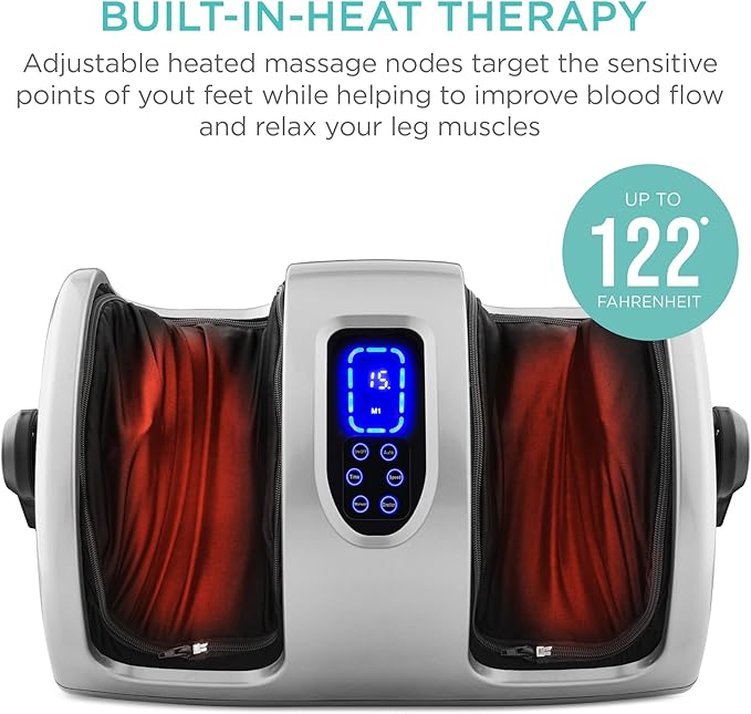 Best Choice Products Heated Shiatsu Foot Massager for Pain Relief Plantar Fasciitis Neuropathy Blood Circulation w/Compact Design - Silver