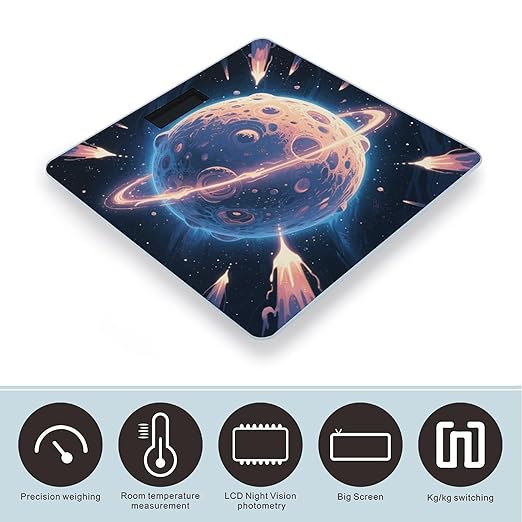 Mysterious Planet Scale for Body Weight Sturdy Tempered Glass Weighing Scales with LCD Display Accurate Digital Bathroom Scale Convenient Body Fat Smart Scales Easy Read