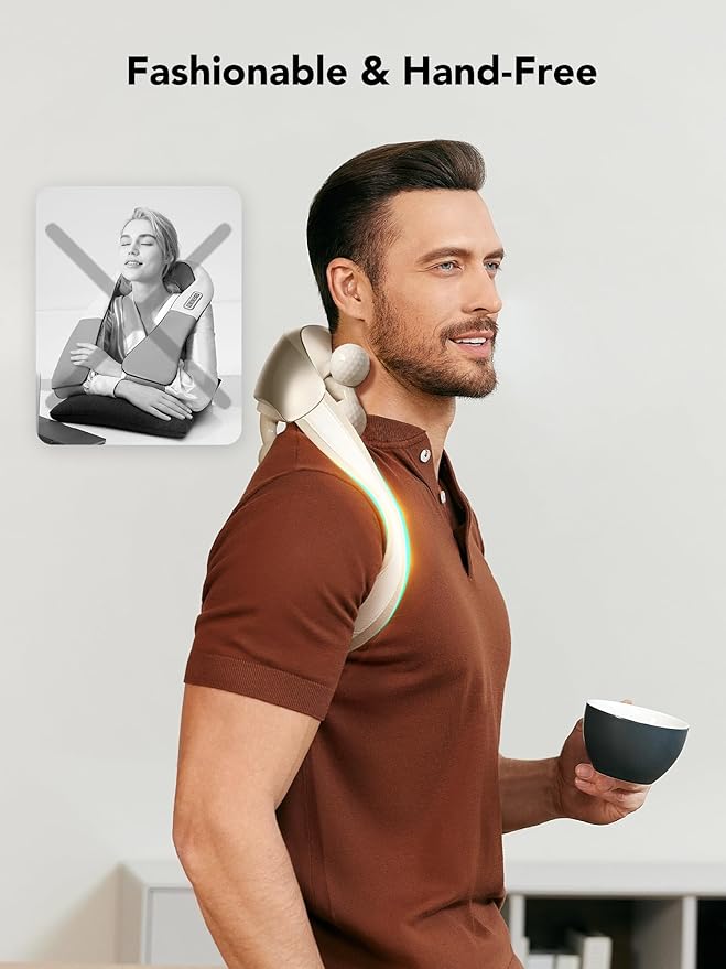 SKG FSA Eligible Cordless Neck Massager for Pain Relief Deep Tissue Shiatsu Shoulder Massager with Heat Massage Tools for Trapezius Lymphatic Drainage Relaxation Therapy HSA Items H7 Ultra