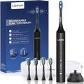 Lächen Electric Toothbrush for Adults – Sonic Rechargeable 5 Modes &amp Smart Timer Travel Case &amp Wireless Charging 4 Brush Heads IPX7 Waterproof (Black)