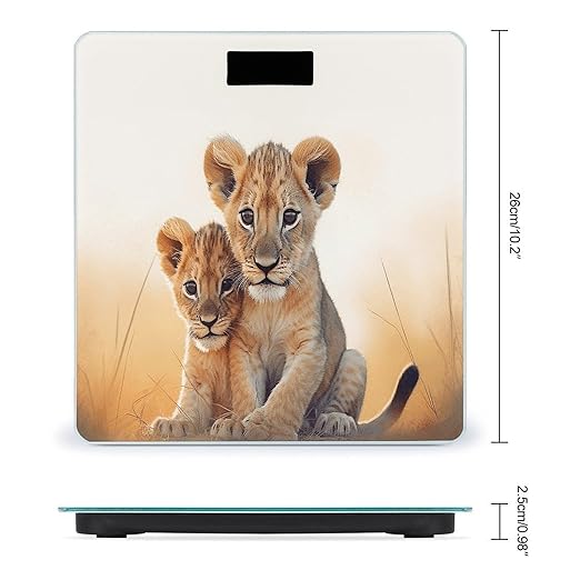 Small Lion Scale for Body Weight Anti-Slip Tempered Glass Digital Bathroom Scales Clear LCD Display Weighing Scale Safe Rounded Corners Smart Scales