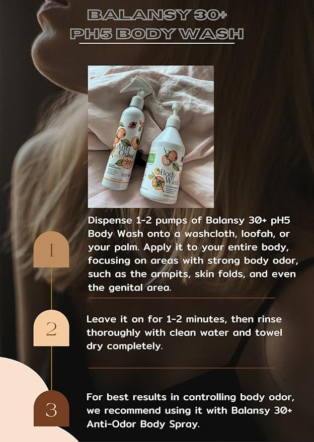 P&ampF HIGH QUALITY PRODUCTS Balansy 30+ pH5 Body Wash with Japanese Persimmon Extract Powerful Odor Eliminator 9.64 fl oz