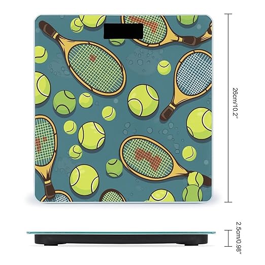 Funny Tennis Racquets and Tennis Balls Weight Scale Large Bathroom Scales Digital Weight with Bright LED Display Non Slip Automatic Weighing Scale Fashion Weighing Machine for Body