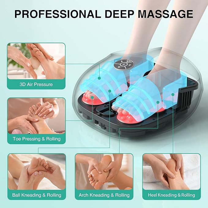 Medcursor Foot Massager with Heat - 2026 Upgraded Shiatsu Deep Kneading Machine Multi Air Compression Intensity Smart APP Mobile Remote Control Feet Massage for Home and Office Use