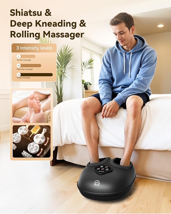 COMFIER 2026 Shiatsu Foot Massager with HeatCompressionKneading &ampRollingFoot Massager for NeuropathyPlantar FasciitisUpgraded for Larger Feet Machine(Size 15)Home or Officefor Men Women