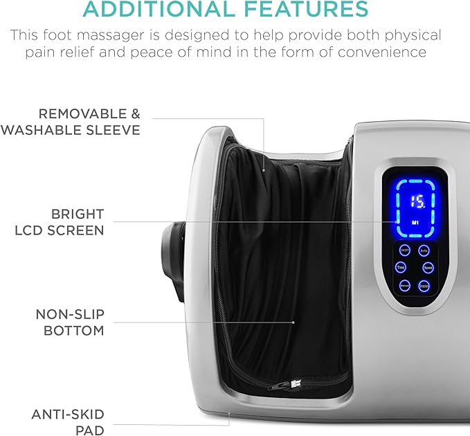 Best Choice Products Heated Shiatsu Foot Massager for Pain Relief Plantar Fasciitis Neuropathy Blood Circulation w/Compact Design - Silver