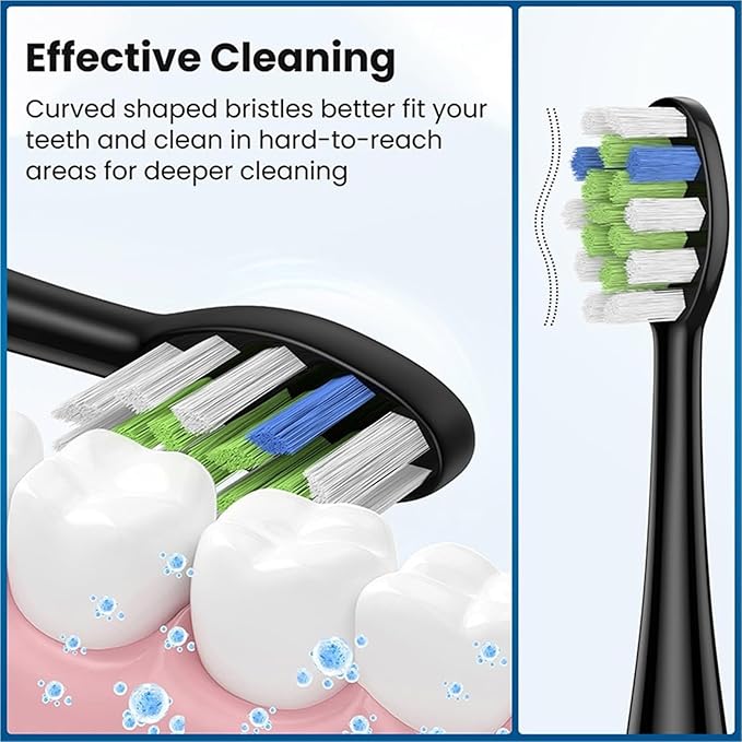 10 Pcs Replacement Brush Heads Compatible for Electric Toothbrush(10 pcs BK)