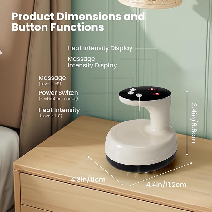 Electric Body Massager for Relaxation Gentle Vibration &amp Warming Massage with Smooth Edge Glide Design for Legs Arms &amp Abdomen Home Wellness Tool White/Beige