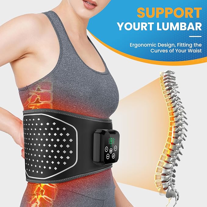 Cordless Back Massager with Heating Pad – Inflatable Lumbar Belt for Lower Back Pain Relief Deep Tissue Vibration Massage Sciatica Support &amp Muscle Recovery for Men and Women