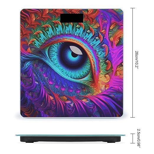 Psychedelic Eyes Scale for Body Weight Sturdy Tempered Glass Weighing Scales with LCD Display Accurate Digital Bathroom Scale Convenient Body Fat Smart Scales 400lb