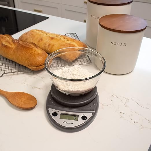 Escali Primo Digital Food Scale Multi-Functional Kitchen Scale and Baking Scale for Precise Weight Measuring and Portion Control 8.5 x 6 x 1.5 inches Metallic