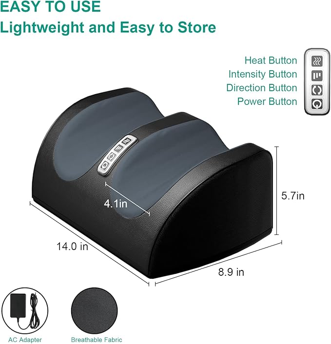 Shiatsu Foot Massager with Heat FSA Eligible HSA Foot Massager for Foot Massage and Calf Massage Foot and Calf Massager with Roller Gifts for Mom &amp Dad Valentines Day Gifts