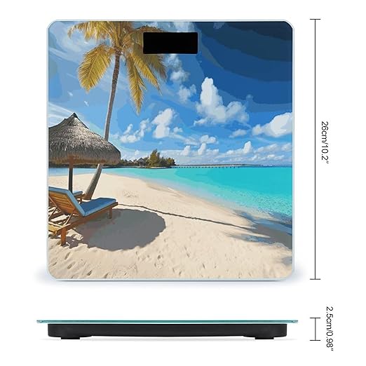 Tropical Beach Bathroom Scale Weight Scale for Body WeightHighly Accurate Digital Weighing Machine Clear LED Display Digital Bathroom Body Scale 400lb/182kg