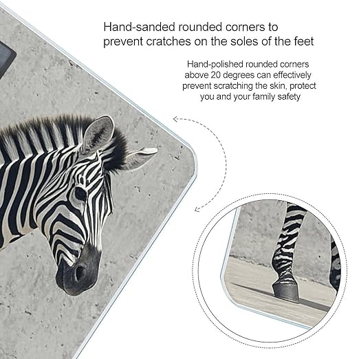 Zebra on The Wall Scale for Body Weight Accurate Digital Bathroom Scale Toughened Glass High Precision Scales Smart Weight Scales with Large LCD Backlight Display Weighing Machine