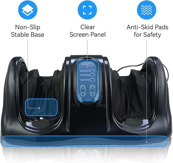 Premium Shiatsu Foot Massager with Remote Control Deep Kneading Rolling &amp Heat Therapy for Feet Ankles &amp Legs Plantar Fasciitis &amp Neuropathy Pain Relief Gift for Men/Women/Parents (Bl