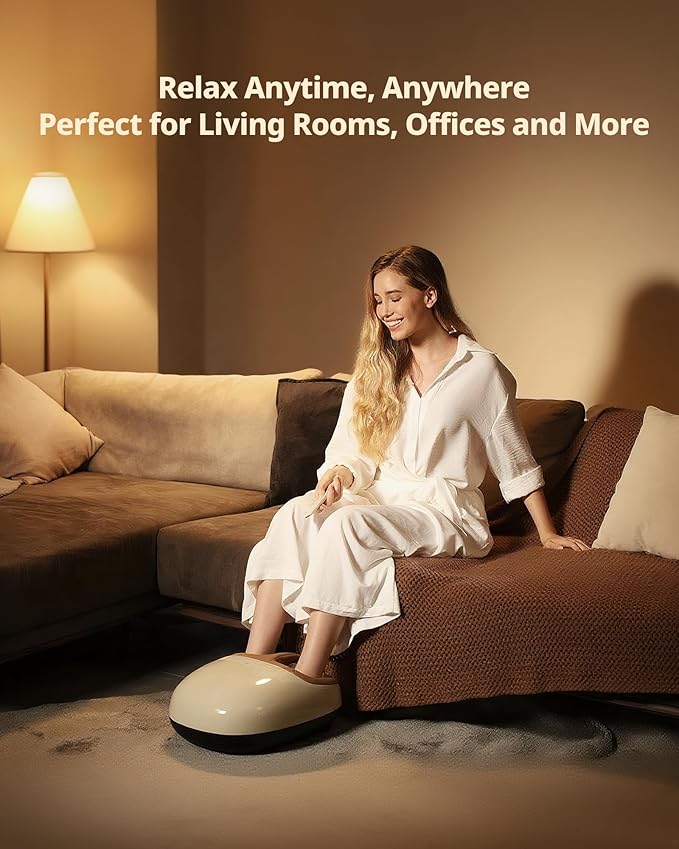 Shiatsu Foot Massager Machine with 3-Level Heat Deep Kneading Therapy Air Compression Auto-off Timer Remote Control for Plantar Fasciitis Neuropathy Pain Relief for Men Women Size up to 13