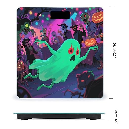 Halloween Ghost Weight Scale Cute Bathroom Scale for Body Highly Accurate Digital Weighing Machine for People Compact LCD Display Scales with Sturdy Toughened Glass Scales