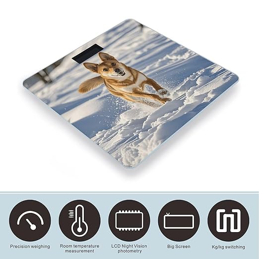 Dog Chasing in The Snow Scale for Body Weight Digital Bathroom Scale Accurate Smart Weight Scales with Large Display Weighing Machine High Precision Scales