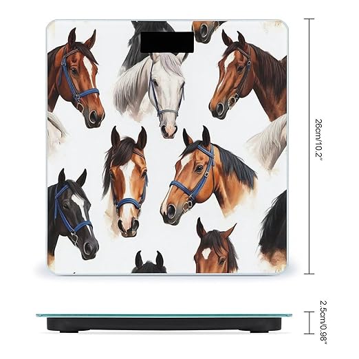 Women's Fashion Automatic Switch Digital Bathroom Weighing Scale Smart Scale Animal Wild Horse Painting