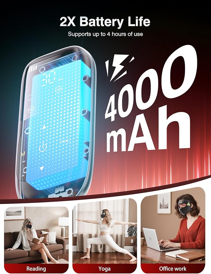Red Light Therapy for Face4D Red Light Therapy Mask with 4 Color Light Modes (Red+Infrared/Red/Blue/Orange) 850NM Infrared LED Face Mask Light Therapy with 4000mAh Rechargeable Remote Timer